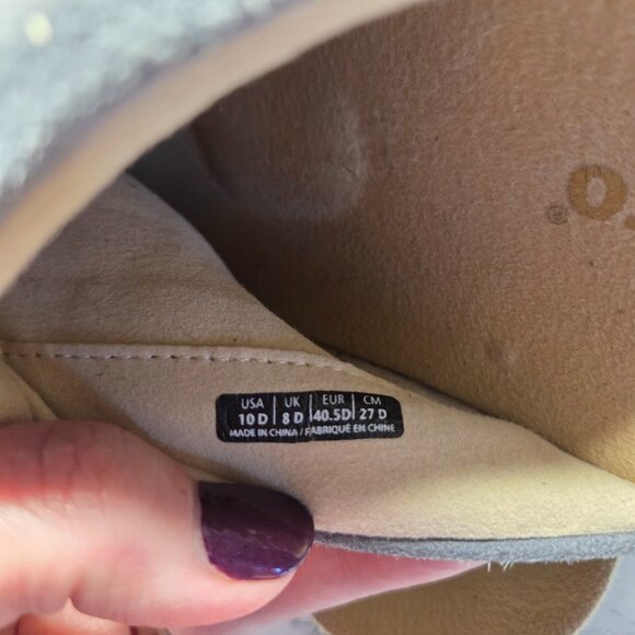 Spenco Woman's 10D "Iron Gate" Blue Gray Suede Braided Detail Topanga Clog - Picture 8 of 10